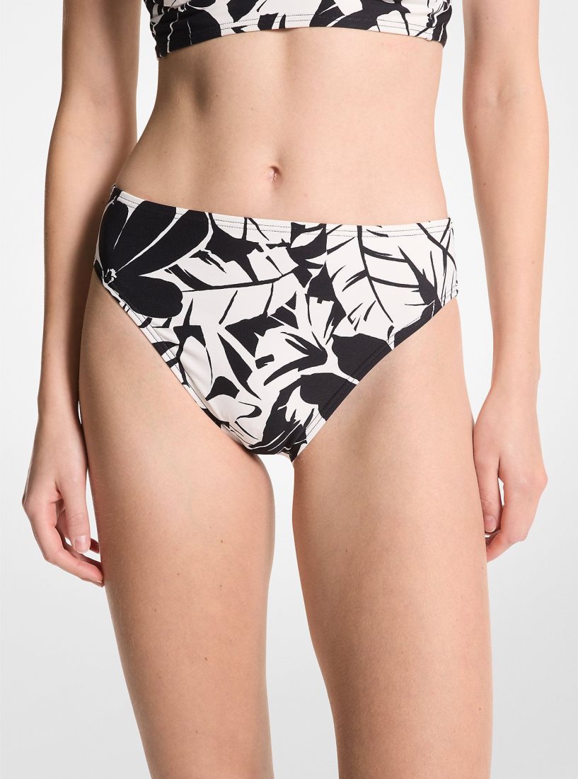 Ropa de Baño Michael Kors Palm Print Bikini Bottom Mujer Negras Blancas | 8924-LYCJU