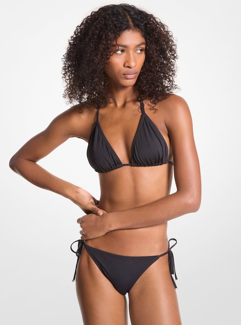 Ropa de Baño Michael Kors Stretch Nylon Triangle Bikini Top Mujer Negras | 0359-AJRDG