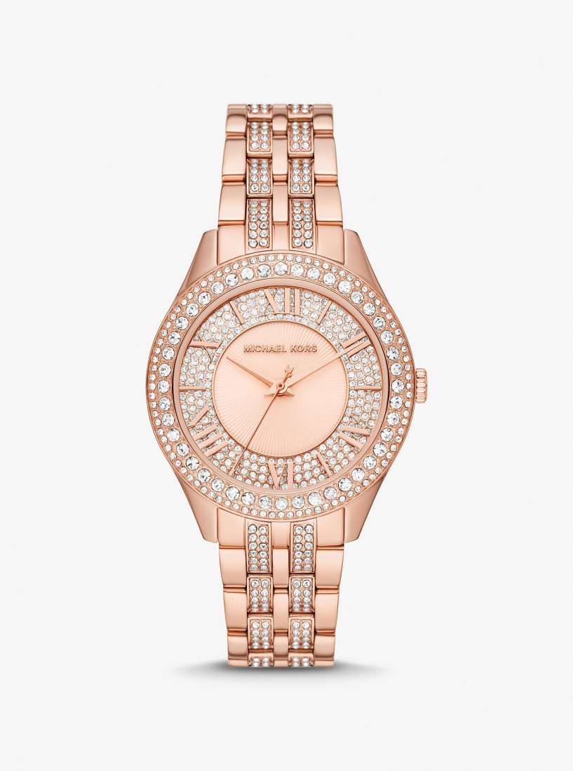 Rose Gold-tone Michael Kors Harlowe Pave Rose Gold-Tone Watch Mujer Rosas Doradas | 7049-DPWXC