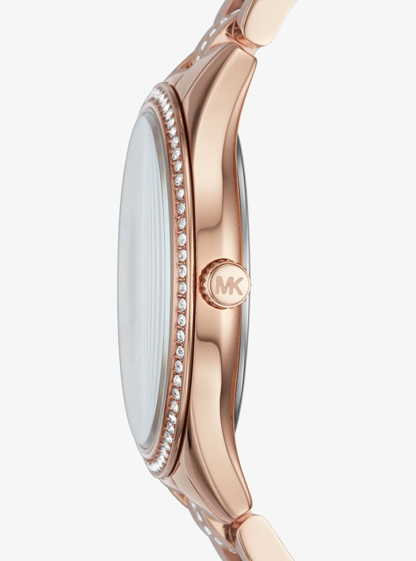 Rose Gold-tone Michael Kors Mini Lauryn Pave Rose Gold-Tone Watch Mujer Rosas Doradas | 8532-IJZRB