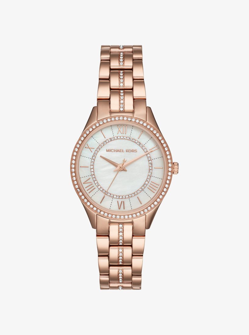 Rose Gold-tone Michael Kors Mini Lauryn Pave Rose Gold-Tone Watch Mujer Rosas Doradas | 8532-IJZRB