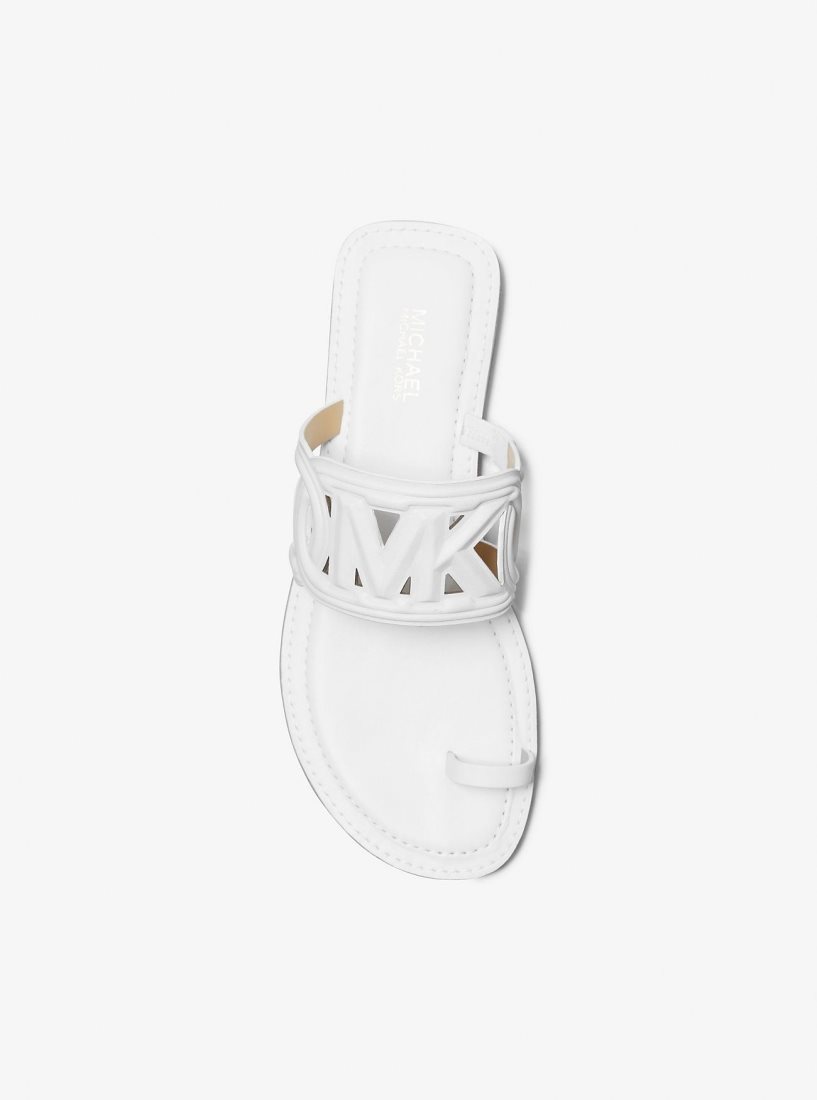 Sandalias Michael Kors Alma Leather Flat Sandal Mujer Blancas | 3251-IMKLE