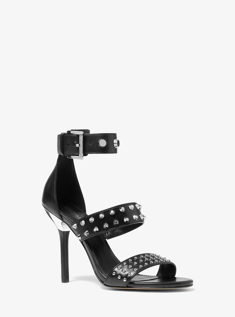 Sandalias Michael Kors Amal Astor Stud Leather Sandal Mujer Negras | 9041-PREWH