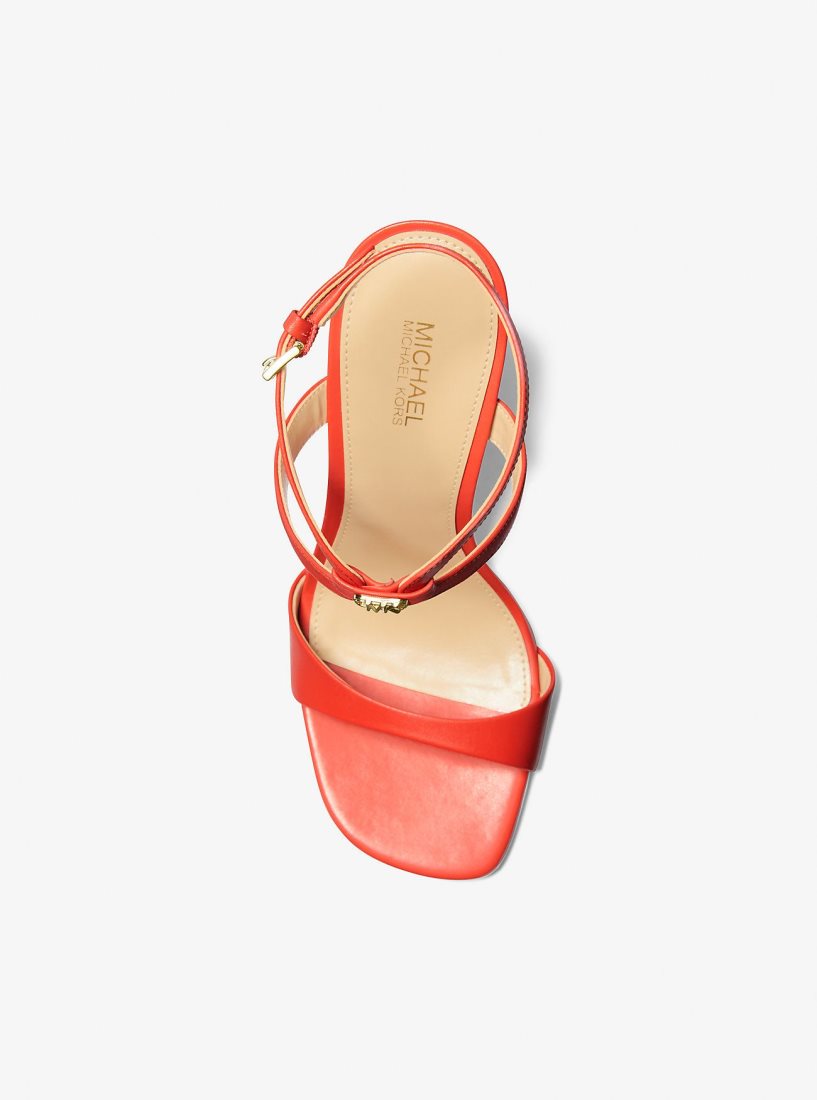 Sandalias Michael Kors Amara Leather Sandal Mujer Coral | 9270-UOWPB