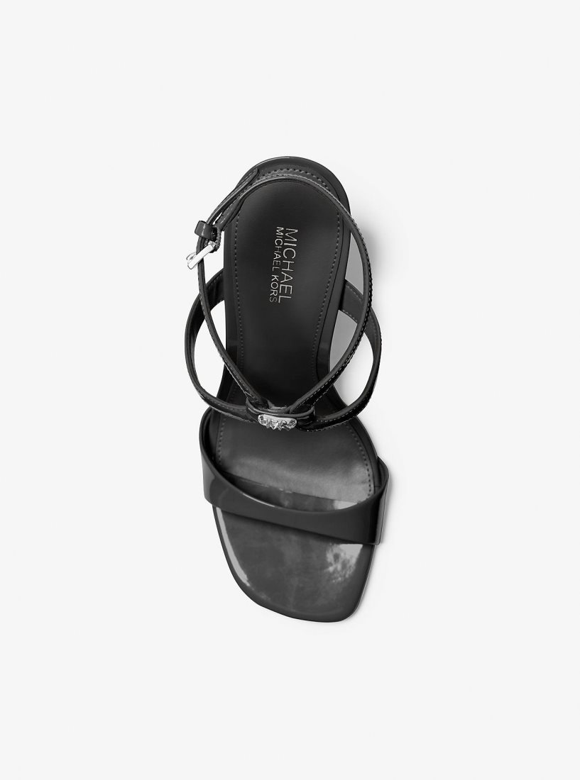 Sandalias Michael Kors Amara Patent Leather Sandal Mujer Negras | 2739-WRCNL