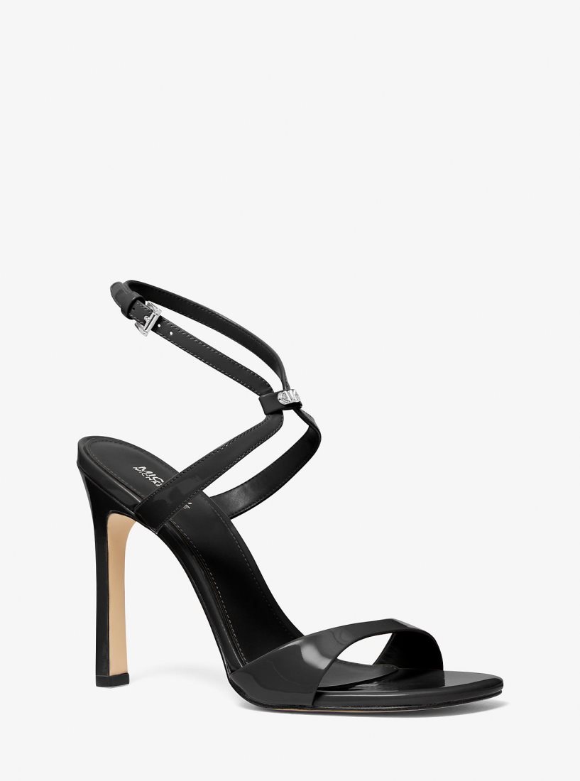 Sandalias Michael Kors Amara Patent Leather Sandal Mujer Negras | 2739-WRCNL