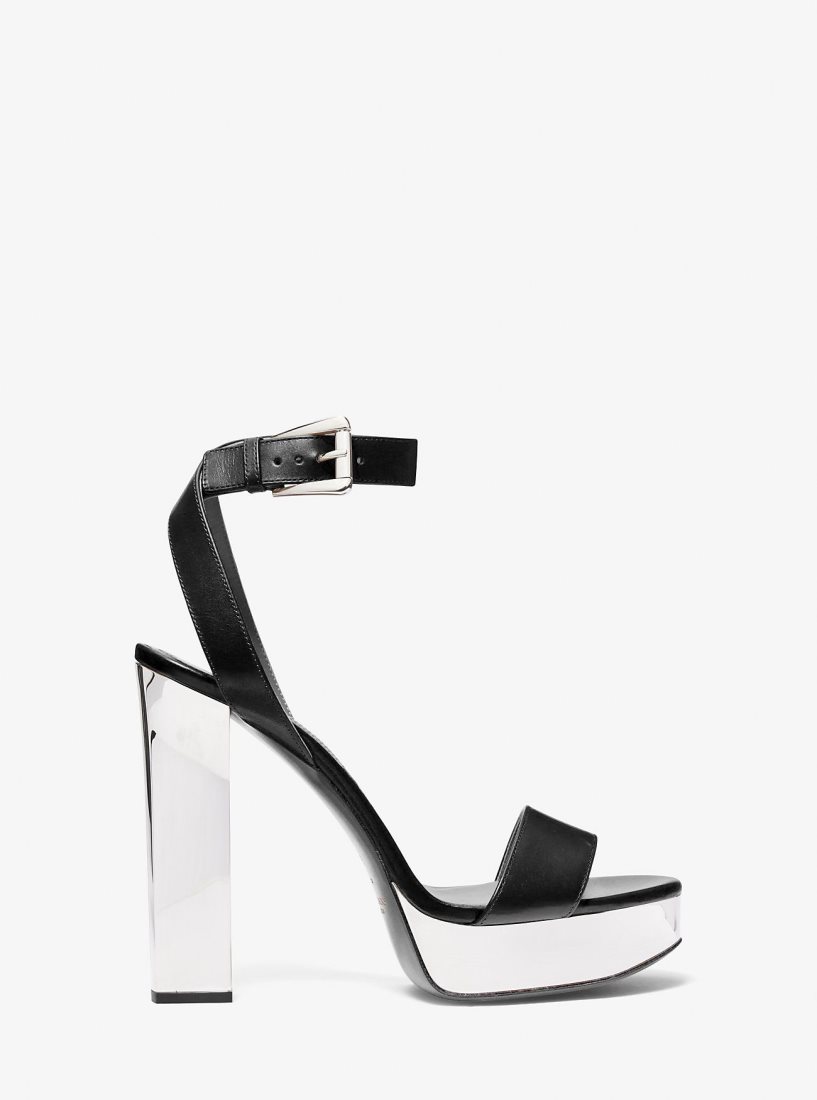 Sandalias Michael Kors Anabelle Leather Platform Sandal Mujer Negras | 7243-CJORM