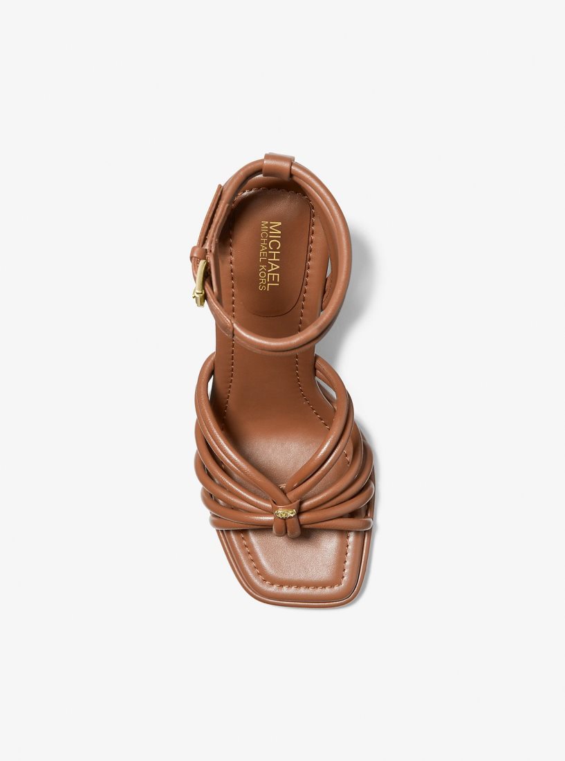 Sandalias Michael Kors Astra Leather Sandal Mujer Luggage | 4265-PSODY