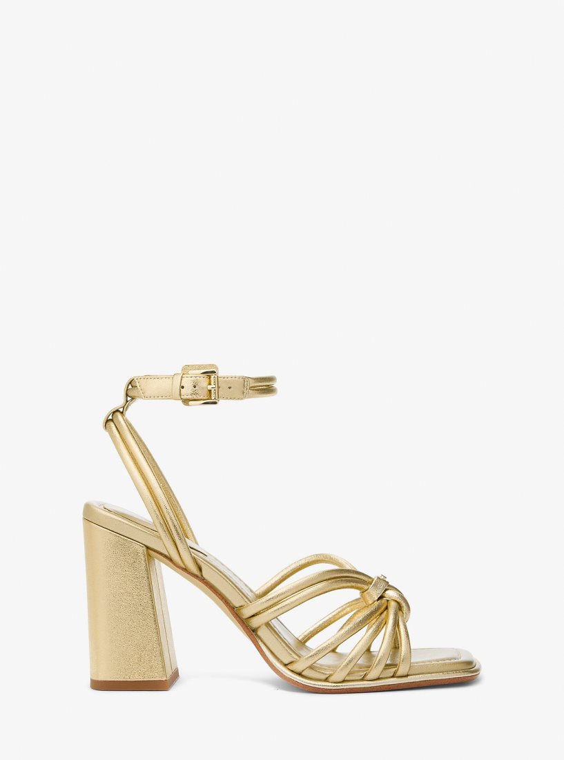 Sandalias Michael Kors Astra Metallic Leather Sandal Mujer Doradas | 3879-KCDRB