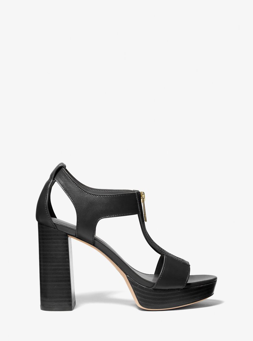 Sandalias Michael Kors Berkley Leather Block-Heel Sandal Mujer Negras | 3127-FHTYS