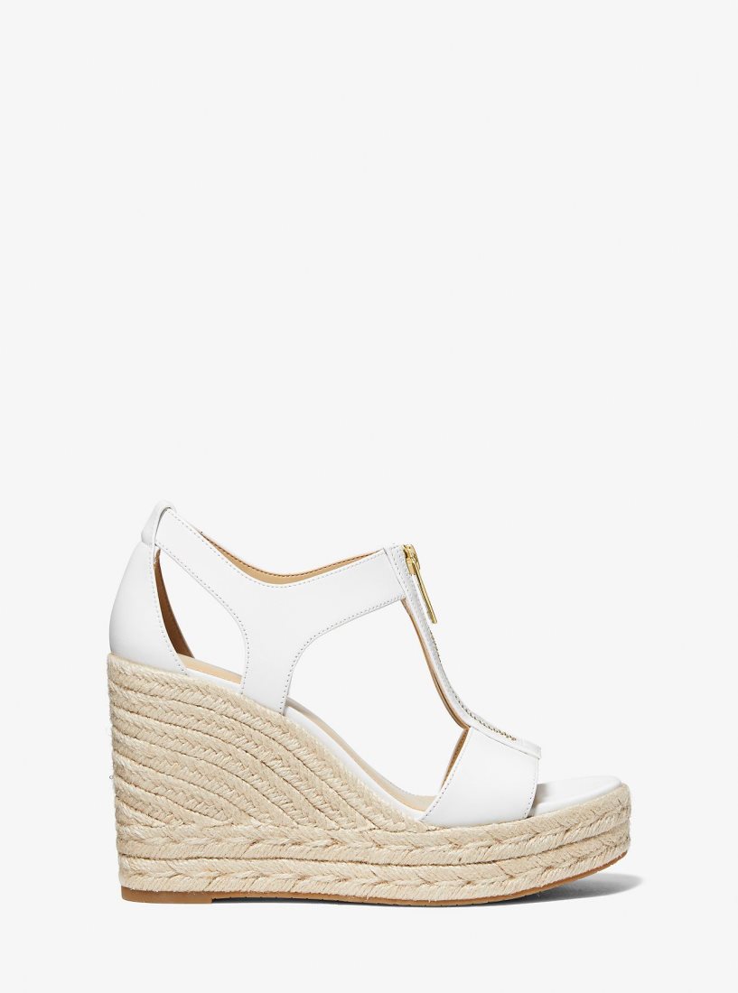 Sandalias Michael Kors Berkley Leather Wedge Sandal Mujer Blancas | 5943-SJXFY