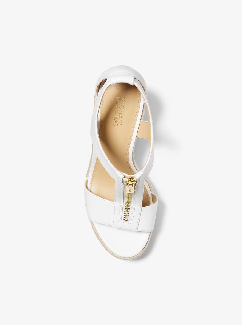 Sandalias Michael Kors Berkley Leather Wedge Sandal Mujer Blancas | 5943-SJXFY