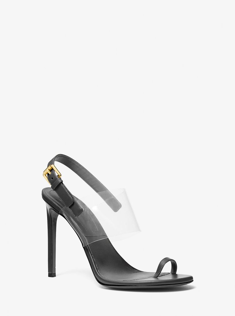 Sandalias Michael Kors Catherine Leather and Vinyl Sandal Mujer Negras | 1463-KAPRT