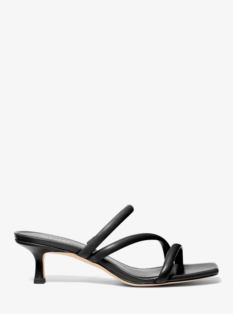 Sandalias Michael Kors Celia Leather Kitten Sandal Mujer Negras | 4721-NYRAU