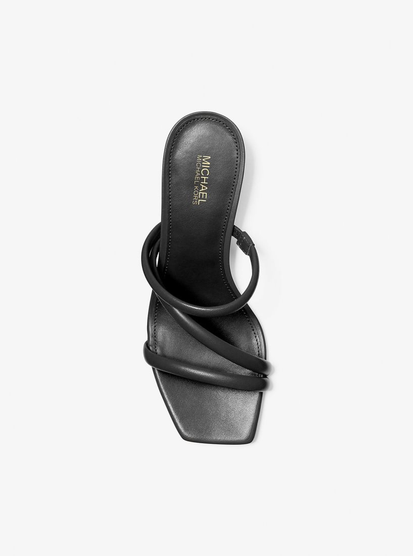 Sandalias Michael Kors Celia Leather Kitten Sandal Mujer Negras | 4721-NYRAU