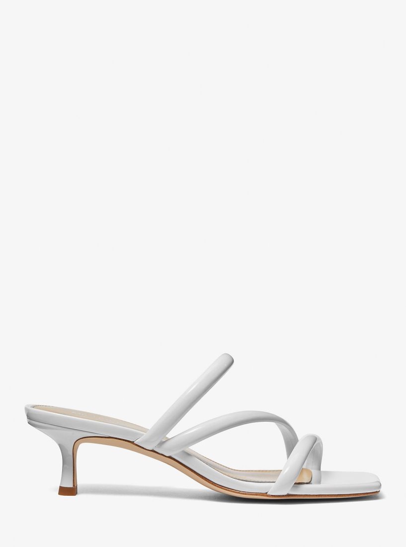 Sandalias Michael Kors Celia Patent Kitten Sandal Mujer Blancas | 1528-ZETSM