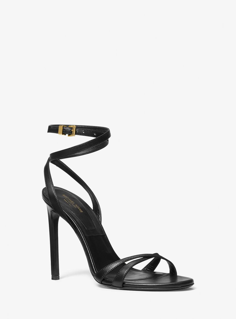 Sandalias Michael Kors Chrissy Leather Sandal Mujer Negras | 8675-SWTYZ