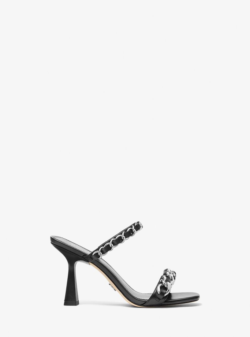 Sandalias Michael Kors Clara Embellished Leather Sandal Mujer Negras | 9103-DHPSE