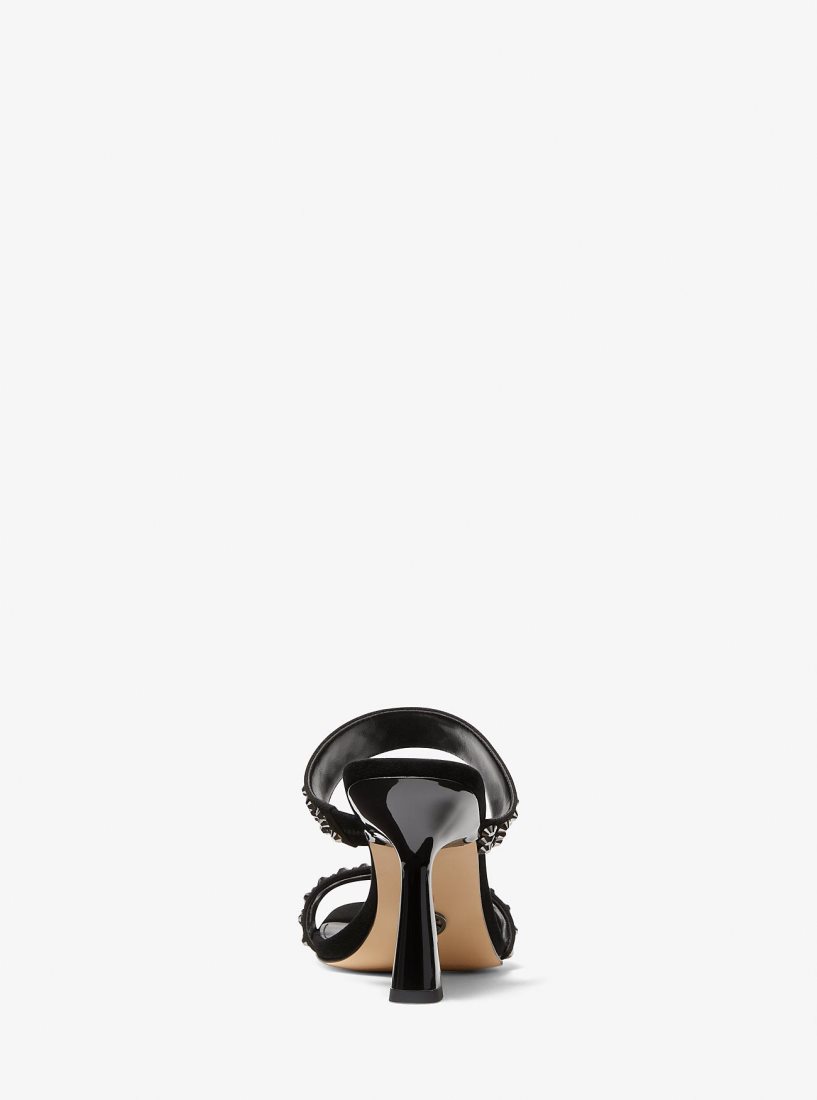 Sandalias Michael Kors Clara Embellished Faux Suede Sandal Mujer Negras Negras | 5403-WGUYX