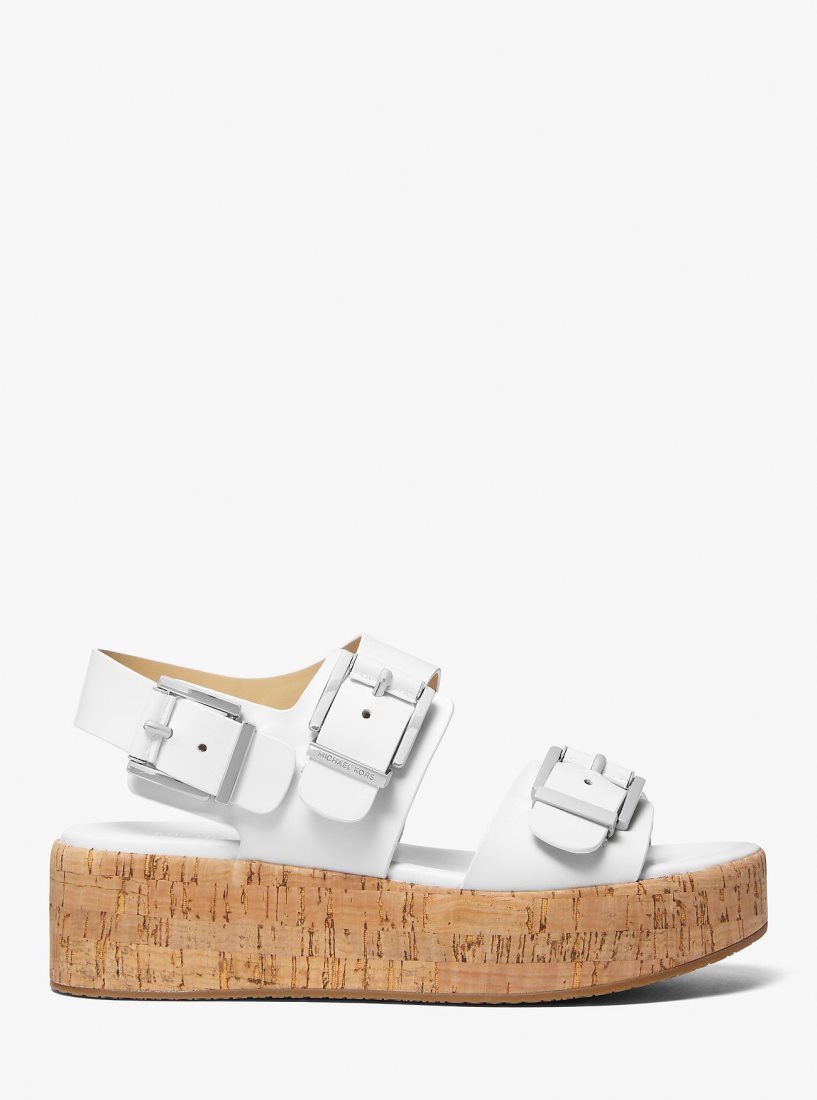 Sandalias Michael Kors Colby Leather Flatform Sandal Mujer Blancas | 0247-TDNEX