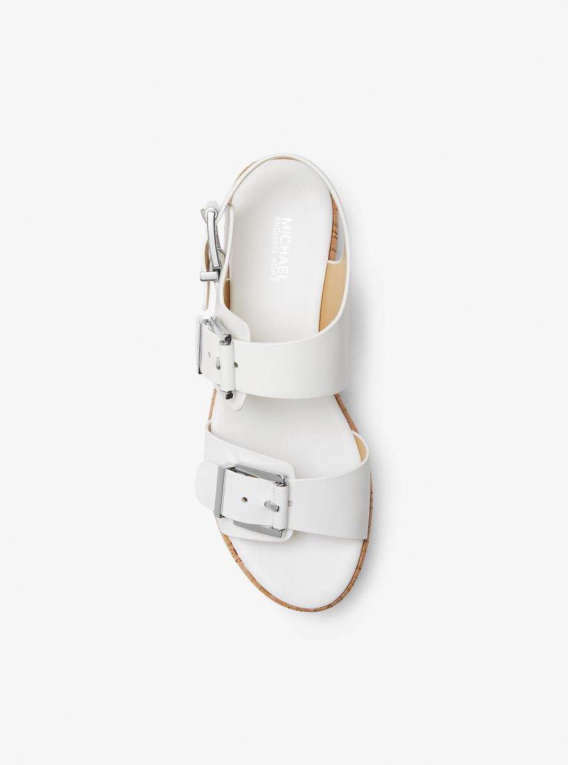 Sandalias Michael Kors Colby Leather Flatform Sandal Mujer Blancas | 0247-TDNEX