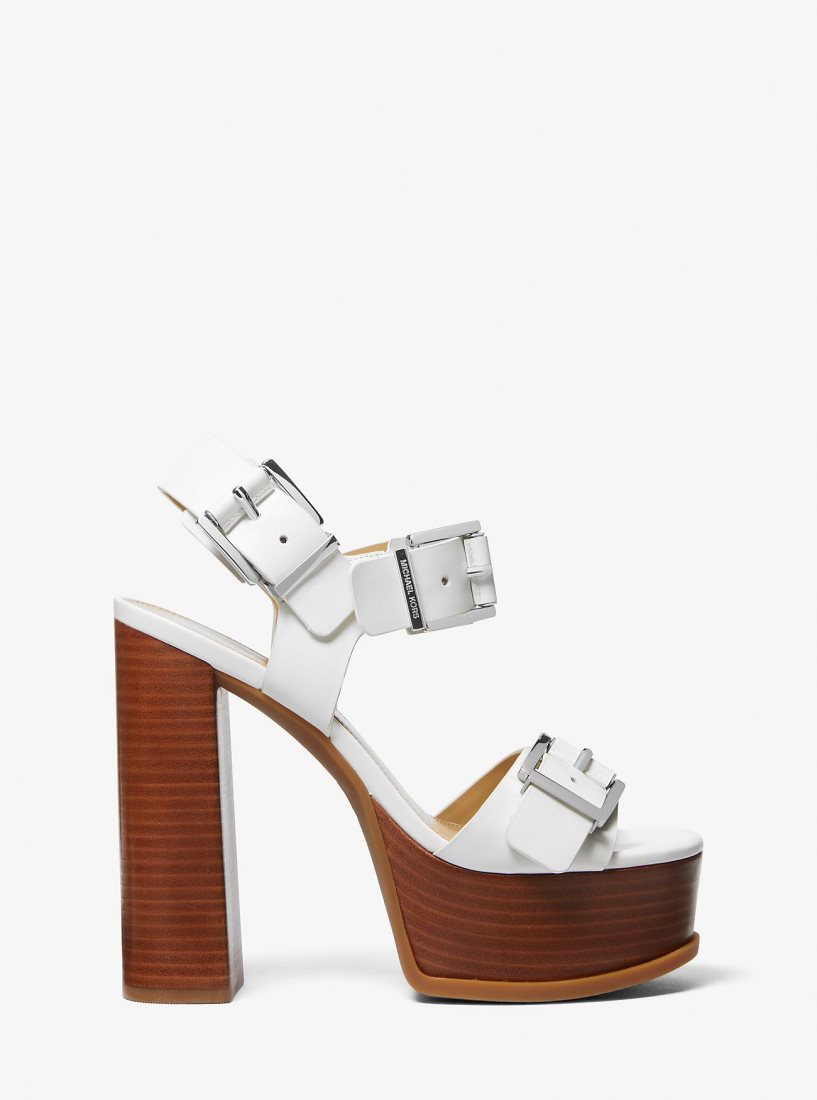 Sandalias Michael Kors Colby Leather Platform Sandal Mujer Blancas | 6789-ZHMRQ