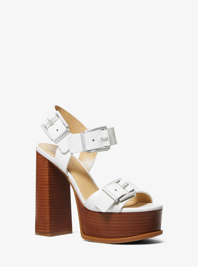 Sandalias Michael Kors Colby Leather Platform Sandal Mujer Blancas | 6789-ZHMRQ