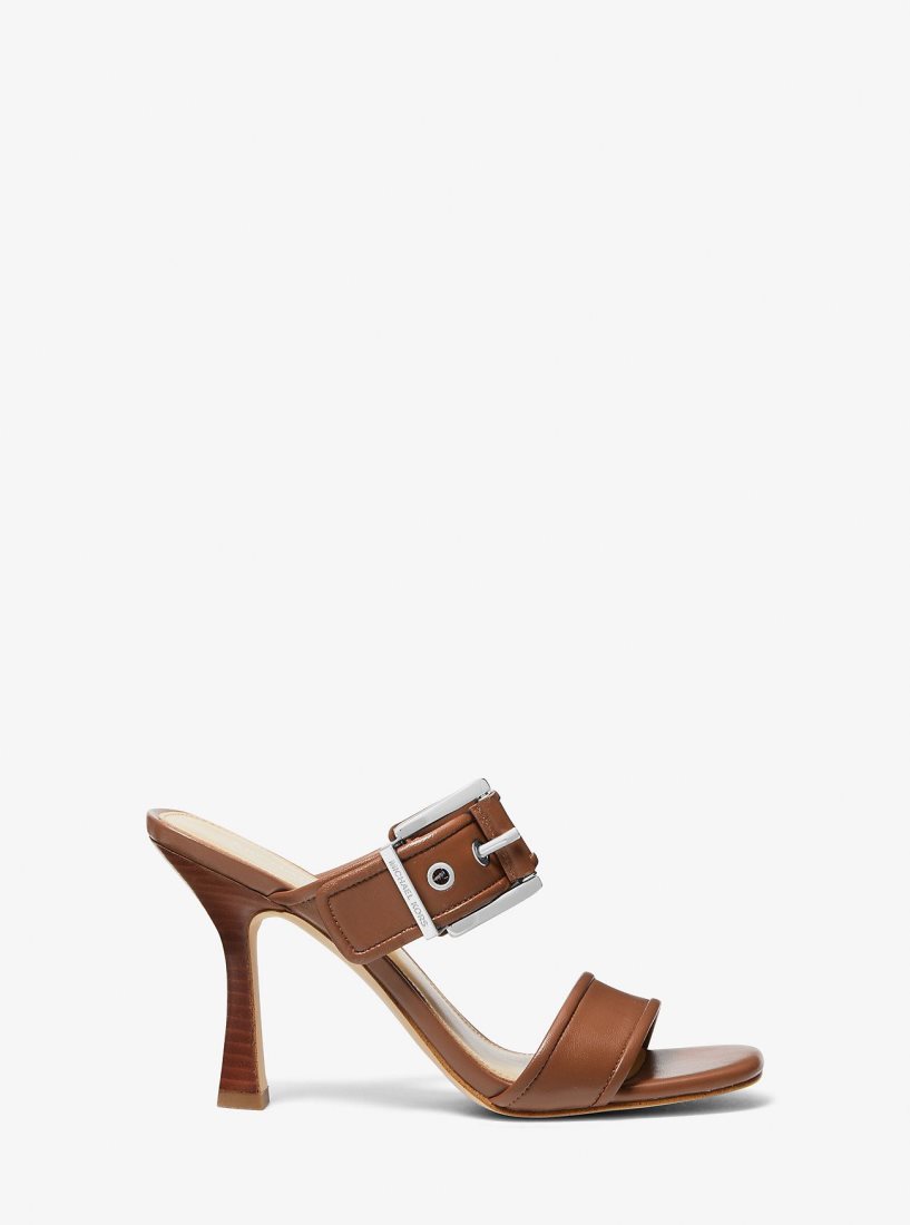 Sandalias Michael Kors Colby Leather Sandal Mujer Luggage | 2514-KHPUA