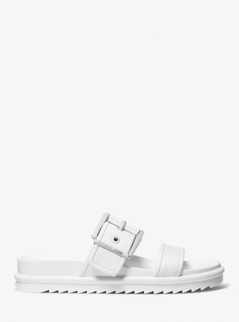 Sandalias Michael Kors Colby Leather Slide Sandal Mujer Blancas | 0918-ZCIDA