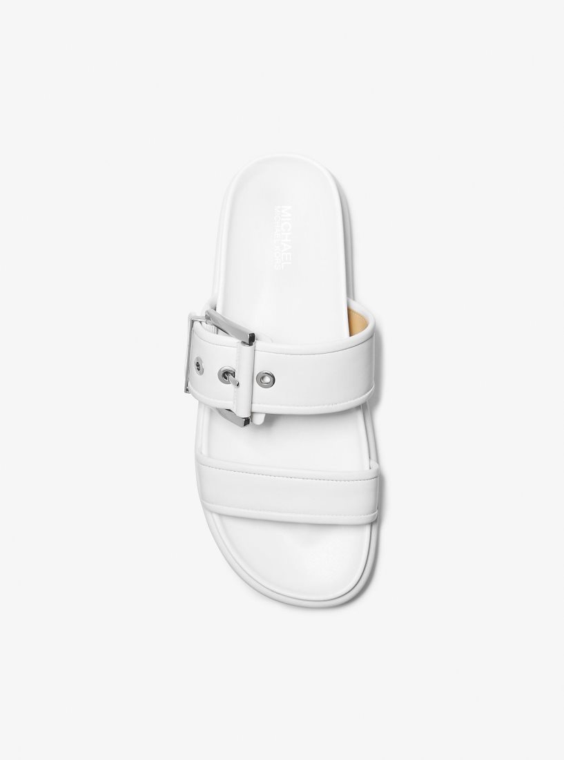 Sandalias Michael Kors Colby Leather Slide Sandal Mujer Blancas | 0918-ZCIDA