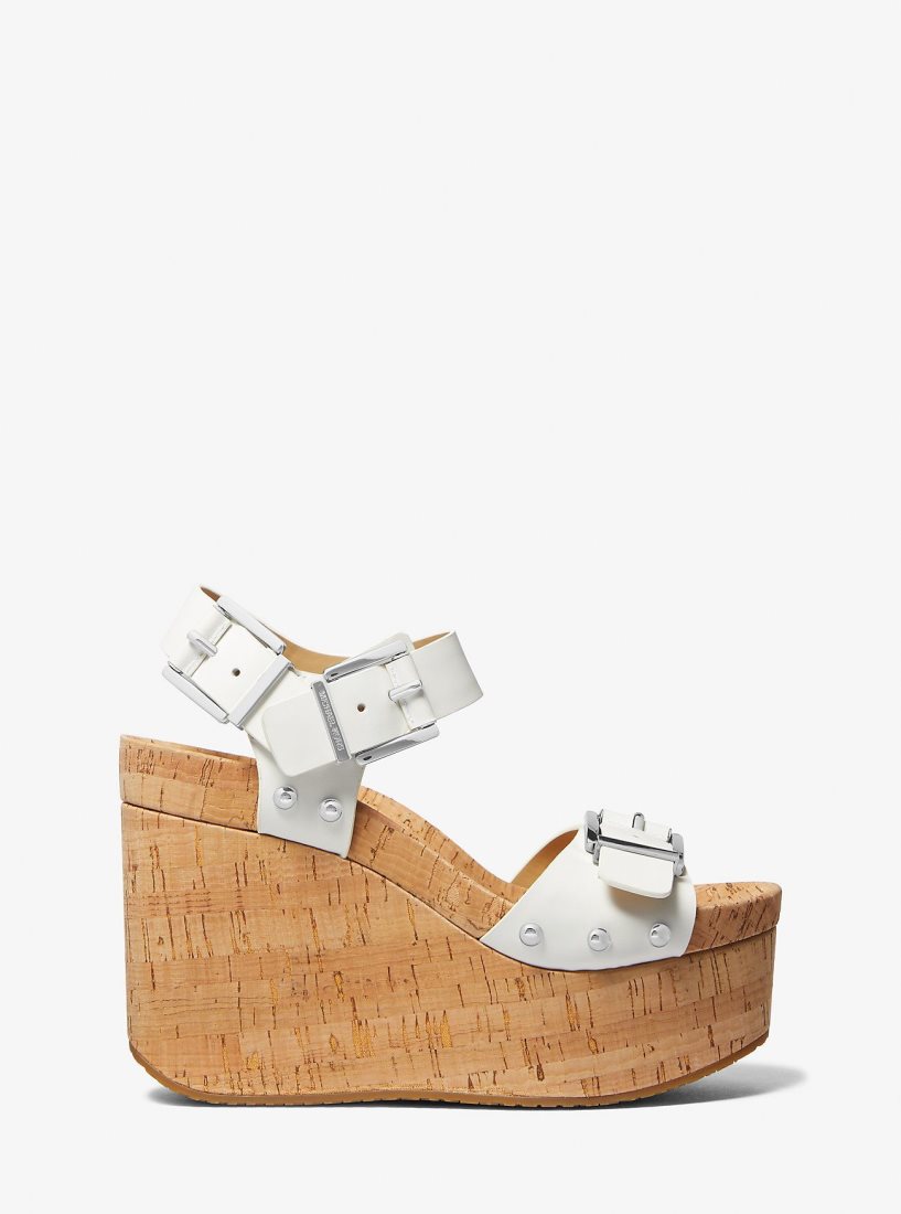 Sandalias Michael Kors Colby Leather Wedge Sandal Mujer Blancas | 9146-YZVON