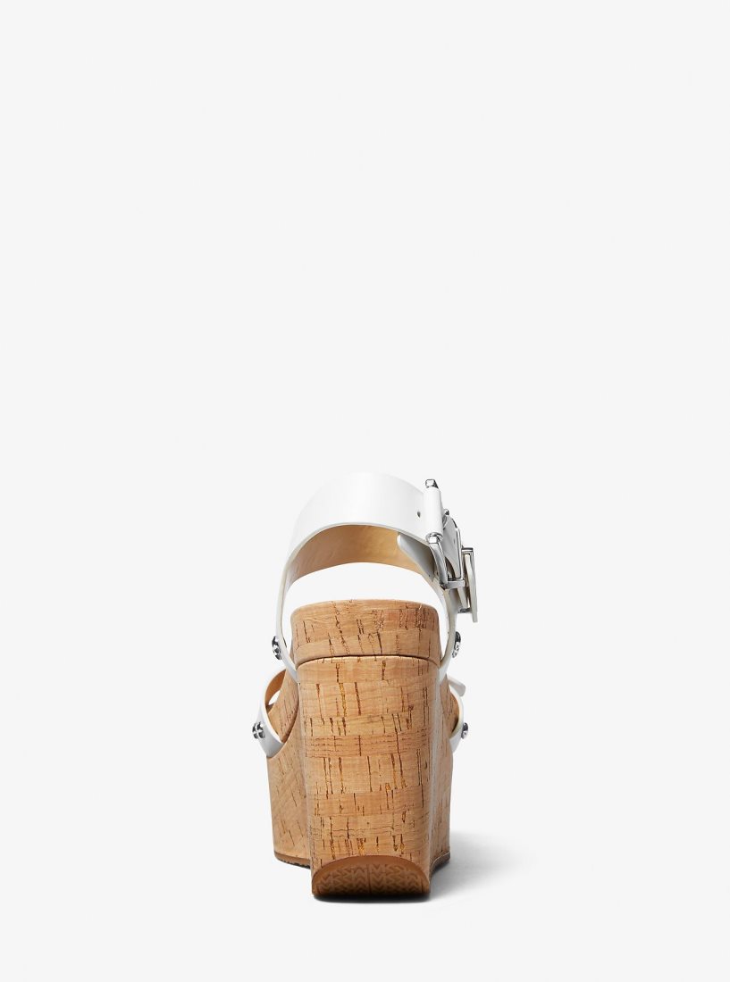 Sandalias Michael Kors Colby Leather Wedge Sandal Mujer Blancas | 9146-YZVON