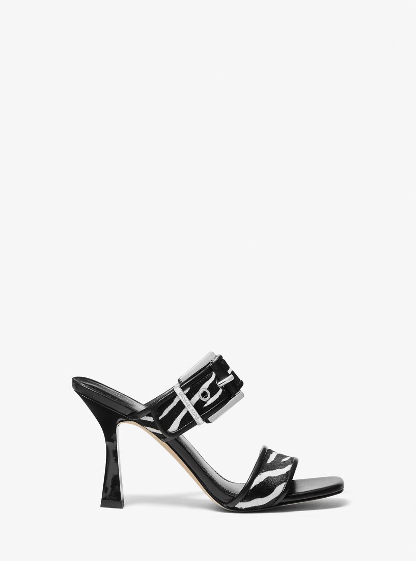 Sandalias Michael Kors Colby Zebra Print Calf Hair Sandal Mujer Negras | 7230-HBDLF