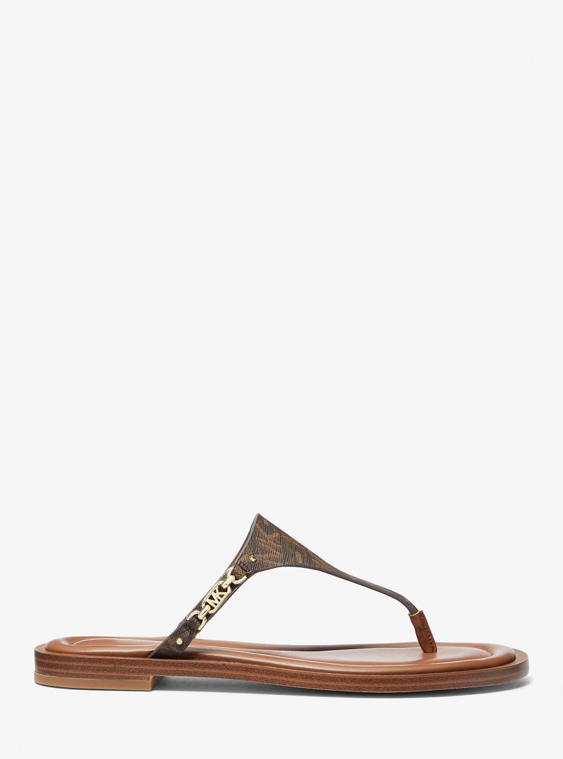 Sandalias Michael Kors Daniella Empire Signature Logo Sandal Mujer Marrones | 8795-TAVJG