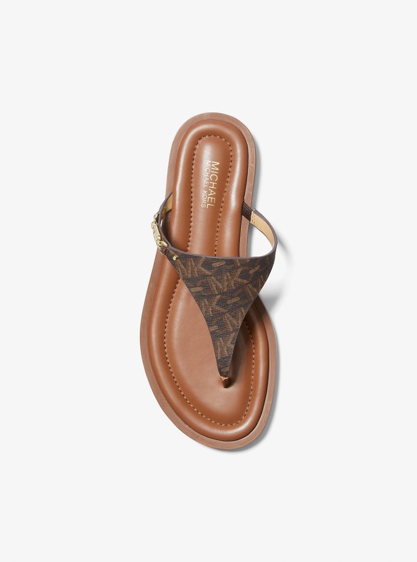 Sandalias Michael Kors Daniella Empire Signature Logo Sandal Mujer Marrones | 8795-TAVJG