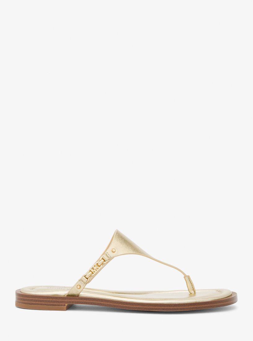 Sandalias Michael Kors Daniella Metallic Leather Sandal Mujer Doradas | 8427-OFMIT