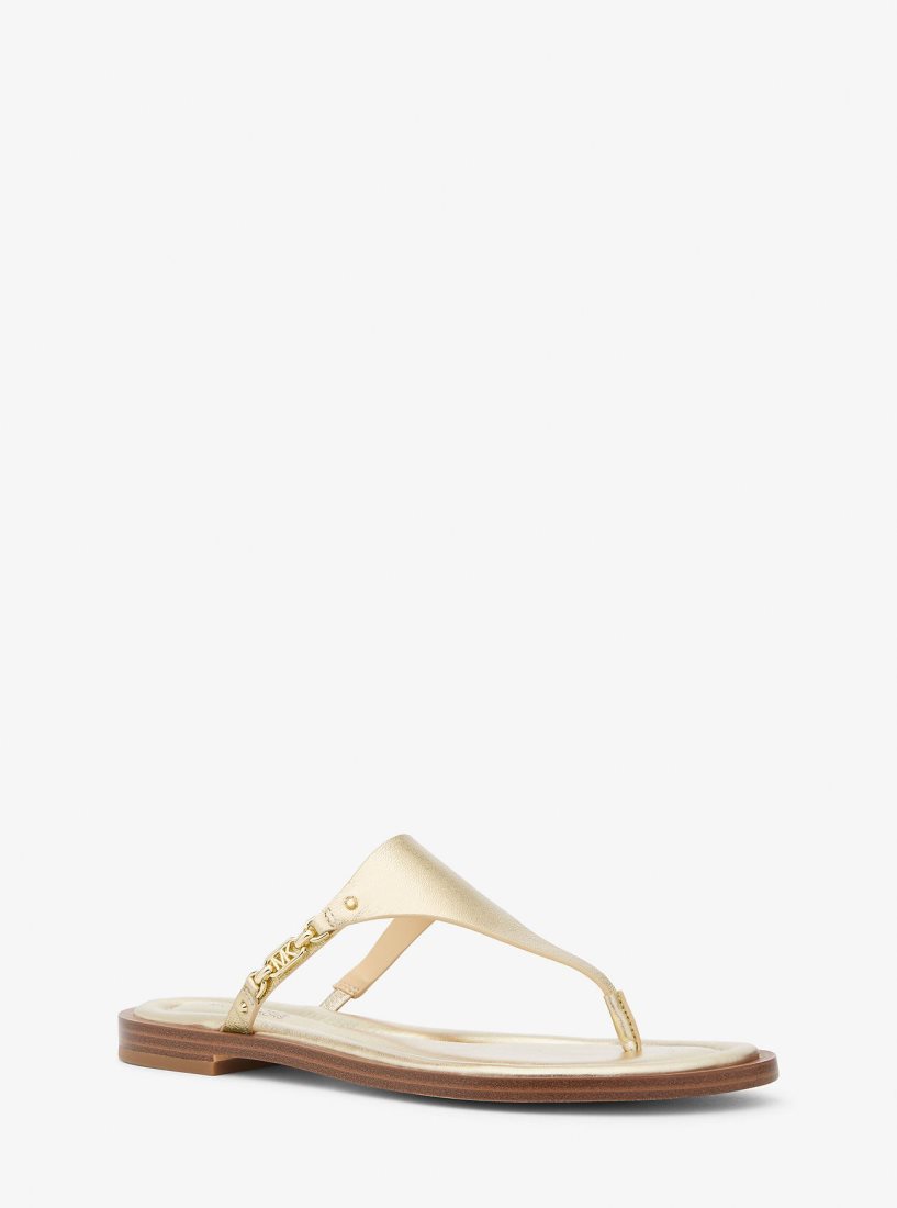 Sandalias Michael Kors Daniella Metallic Leather Sandal Mujer Doradas | 8427-OFMIT