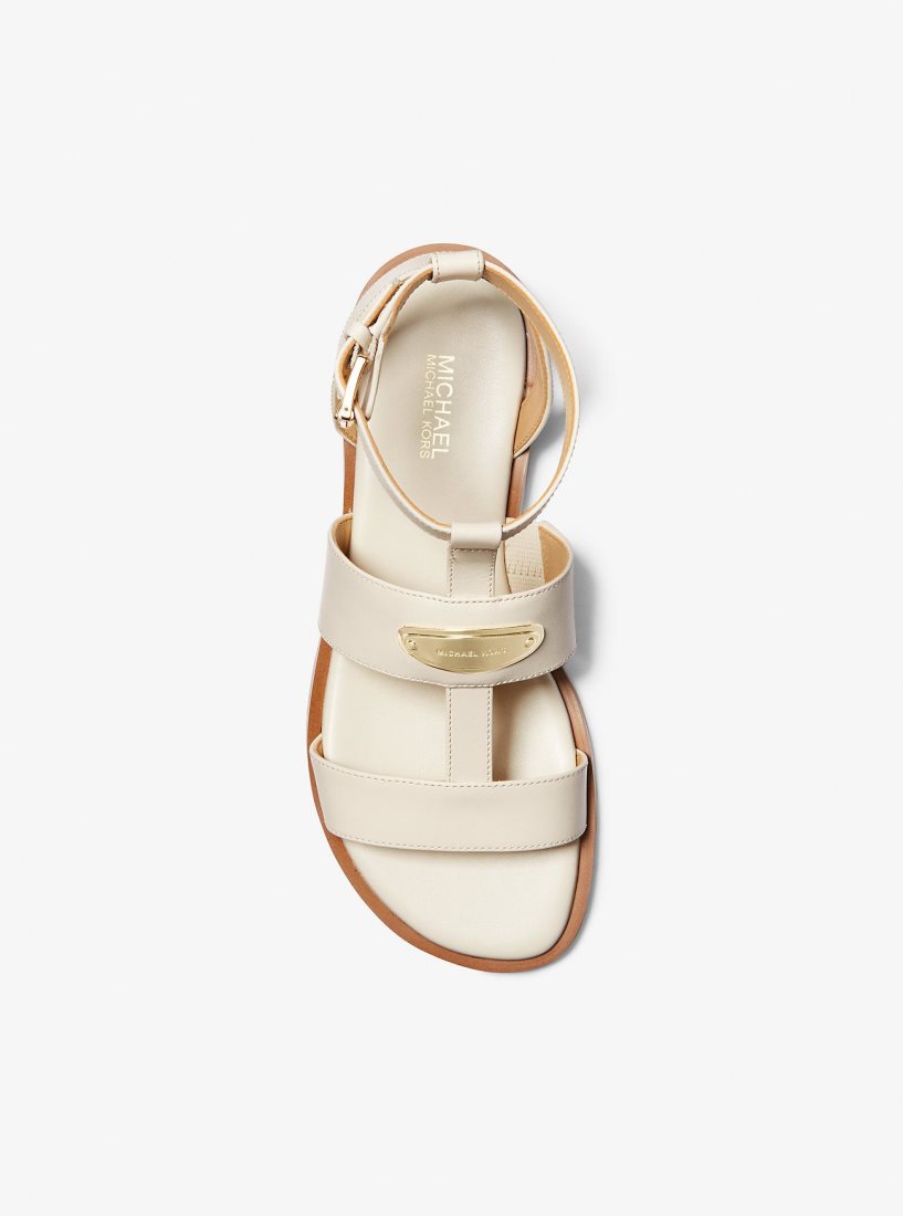 Sandalias Michael Kors Darcy Leather Sandal Mujer Creme | 2835-MJYHR