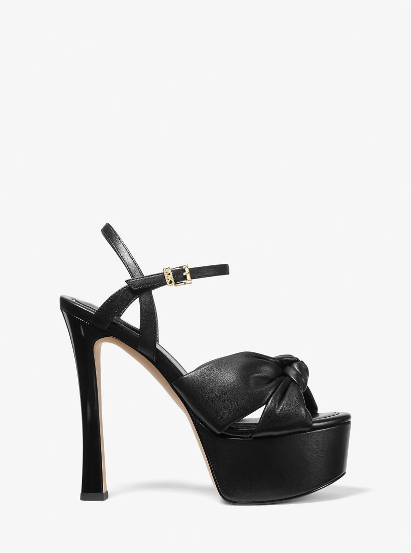 Sandalias Michael Kors Elena Leather Platform Sandal Mujer Negras | 5419-JMATI