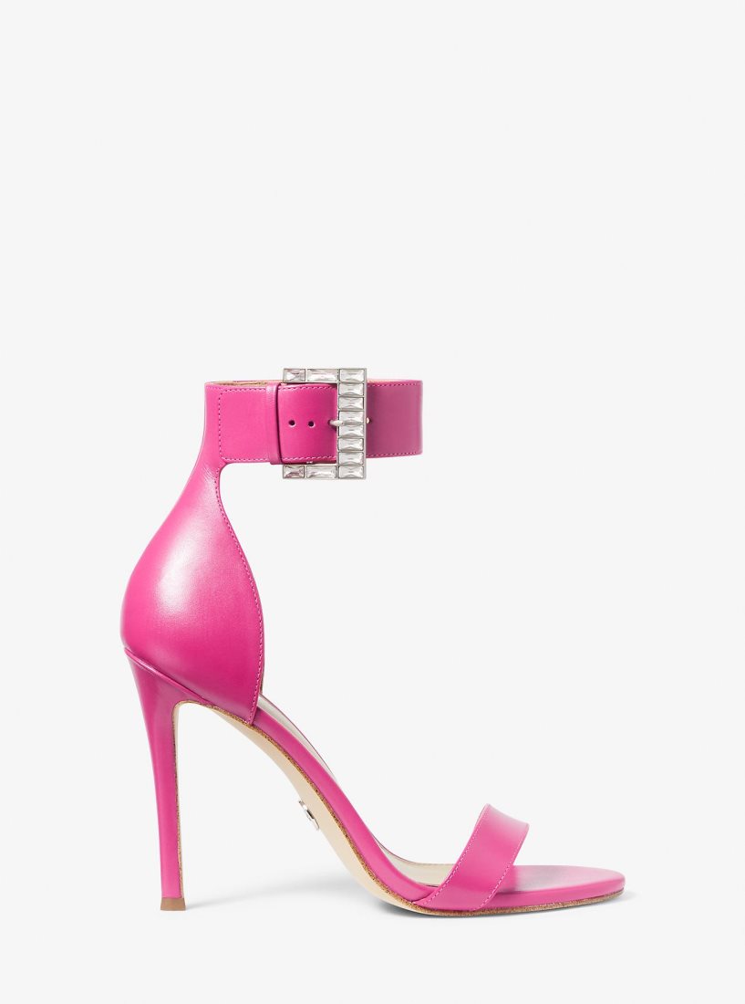 Sandalias Michael Kors Giselle Crystal Embellished Leather Sandal Mujer Wild Berry | 5817-WYHJD