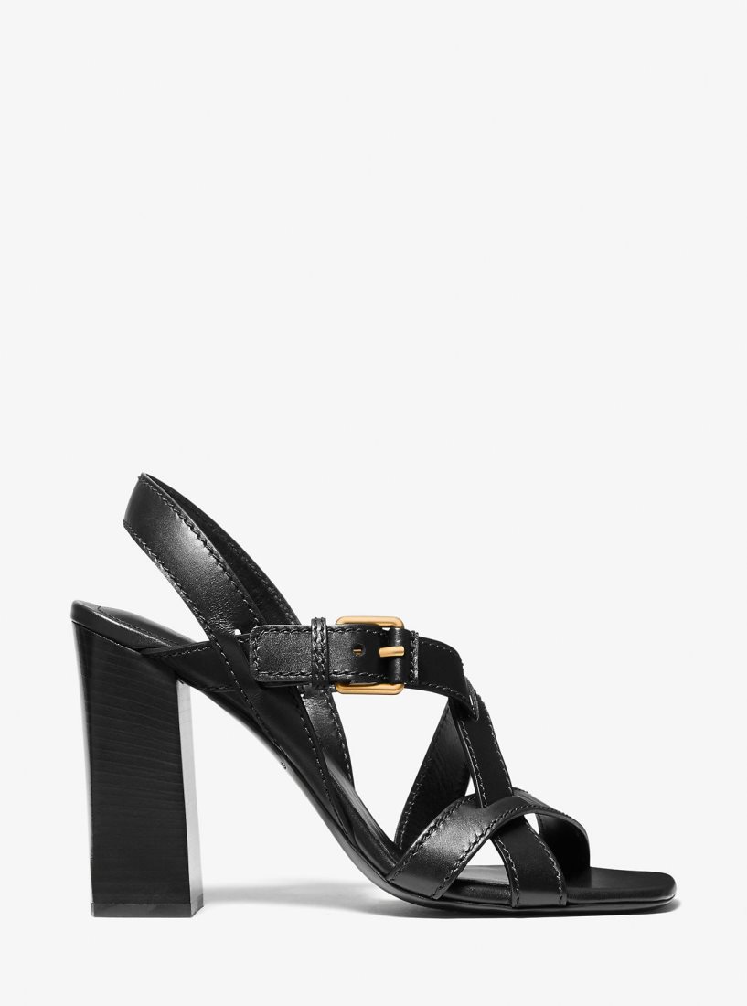 Sandalias Michael Kors Gladys Leather Sandal Mujer Negras | 6123-XVUBG