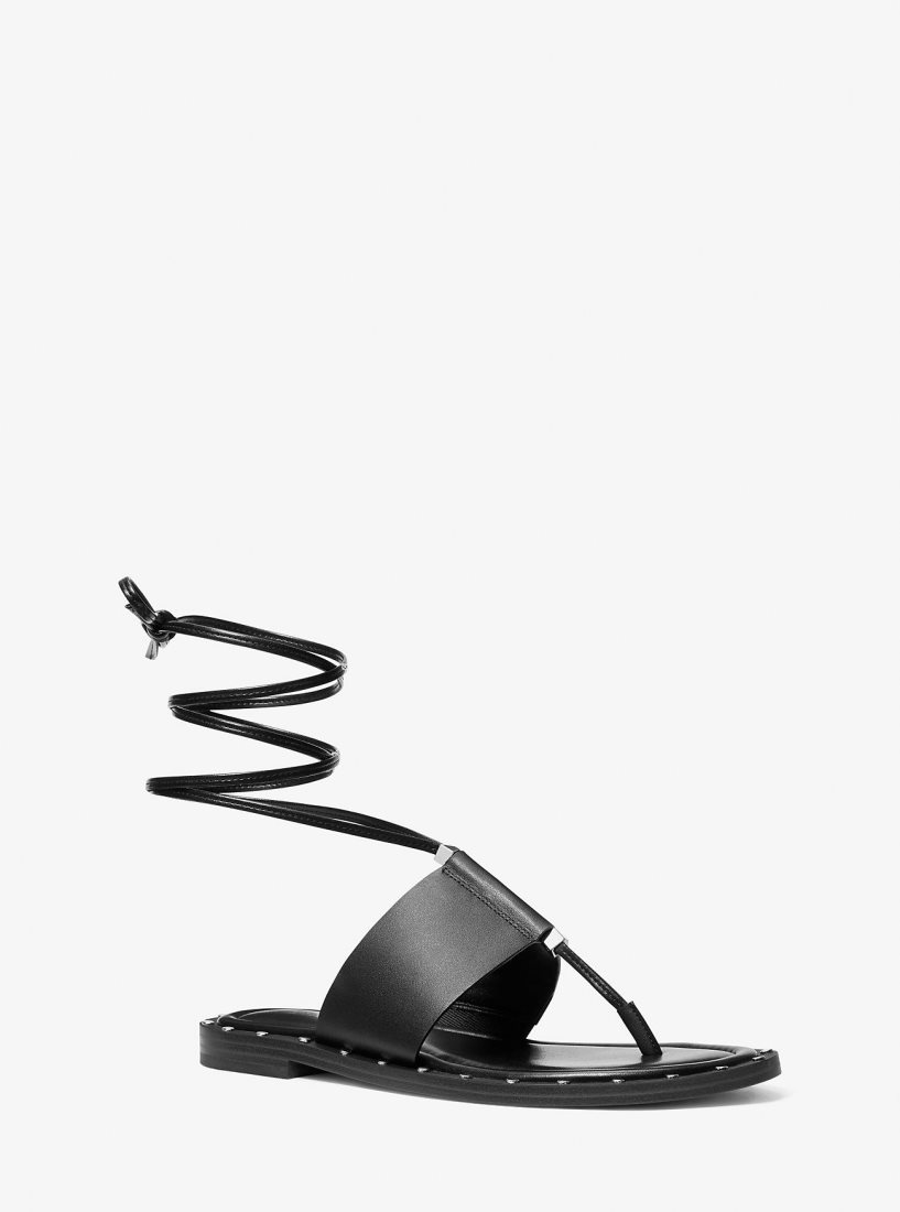 Sandalias Michael Kors Jagger Leather Lace-Up Sandal Mujer Negras | 3087-TXKFI