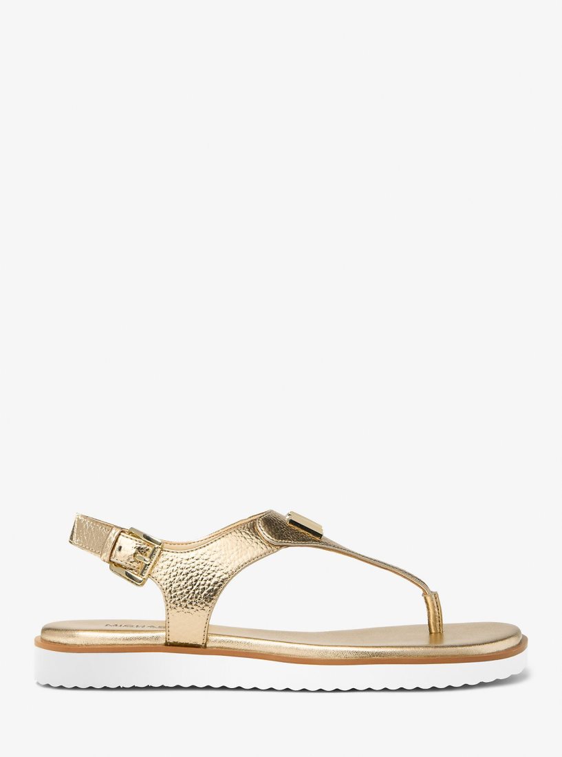 Sandalias Michael Kors Jilly Metallic Sandal Mujer Doradas | 8719-OKNHD