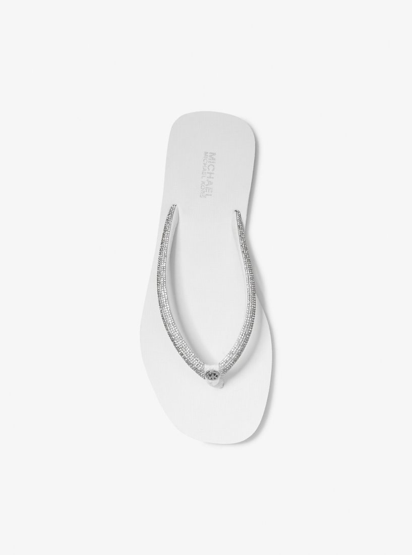 Sandalias Michael Kors Jinx Crystal-Embellished Flip Flop Mujer Blancas | 2531-VADWJ