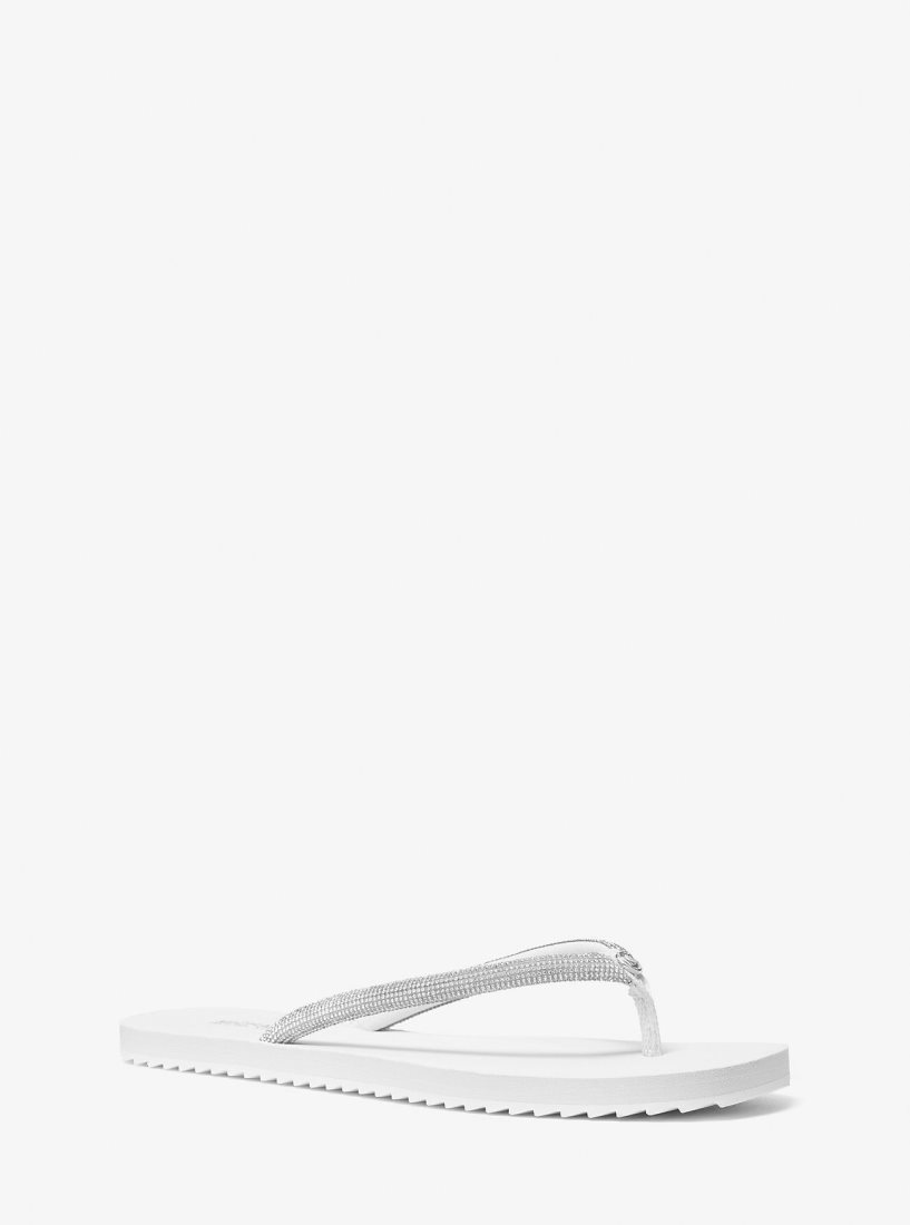 Sandalias Michael Kors Jinx Crystal-Embellished Flip Flop Mujer Blancas | 2531-VADWJ