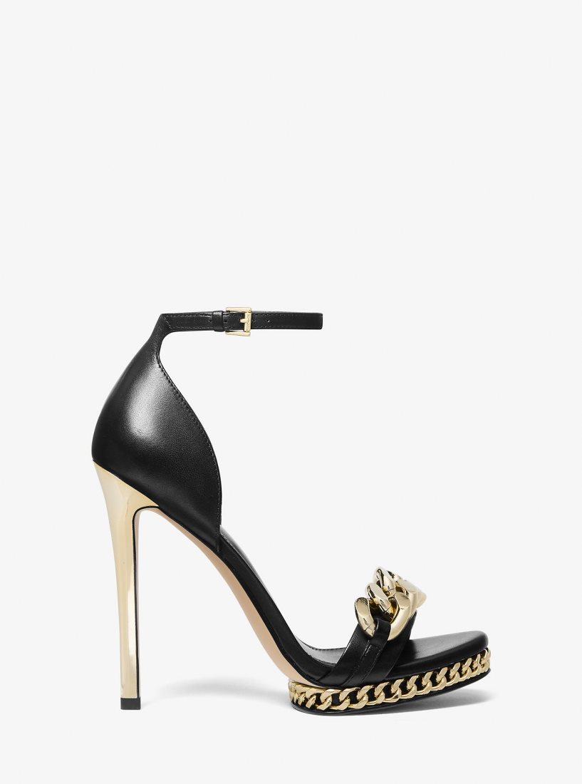 Sandalias Michael Kors Jordyn Embellished Leather Platform Sandal Mujer Negras | 8716-YHFSW