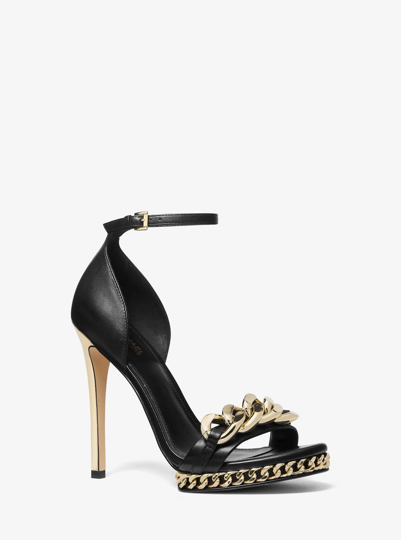 Sandalias Michael Kors Jordyn Embellished Leather Platform Sandal Mujer Negras | 8716-YHFSW