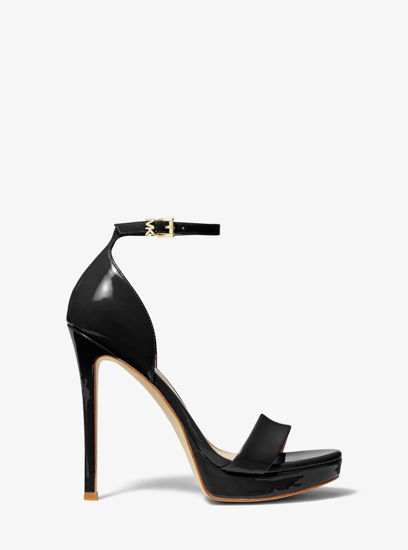 Sandalias Michael Kors Jordyn Patent Leather Platform Sandal Mujer Negras | 9370-GLVRB