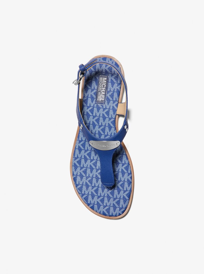 Sandalias Michael Kors Logo Plate Sandal Mujer Azules Oscuro | 7362-MSGNJ