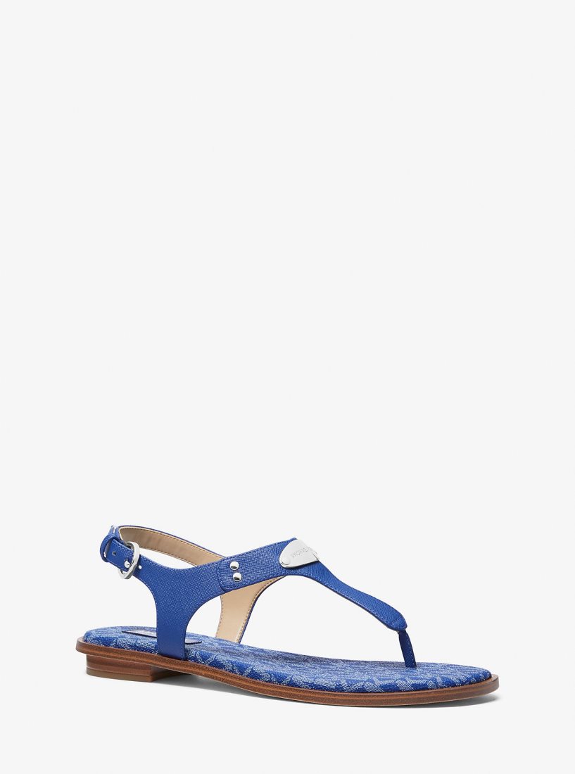 Sandalias Michael Kors Logo Plate Sandal Mujer Azules Oscuro | 7362-MSGNJ